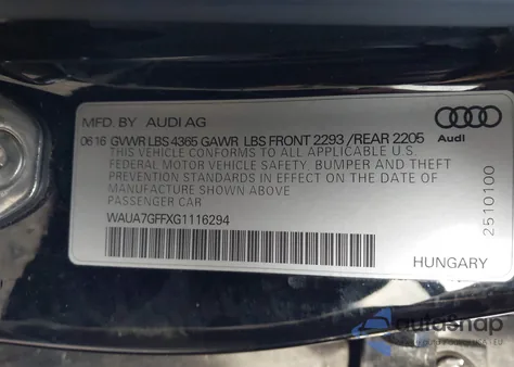 2016 Audi A3 1.8T Premium z USA, uszkodzony, nr VIN WAUA7GFFXG1116294